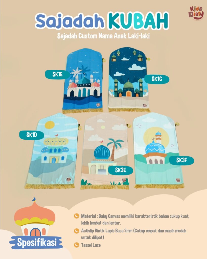 Sajadah Kubah Anak Custom Nama