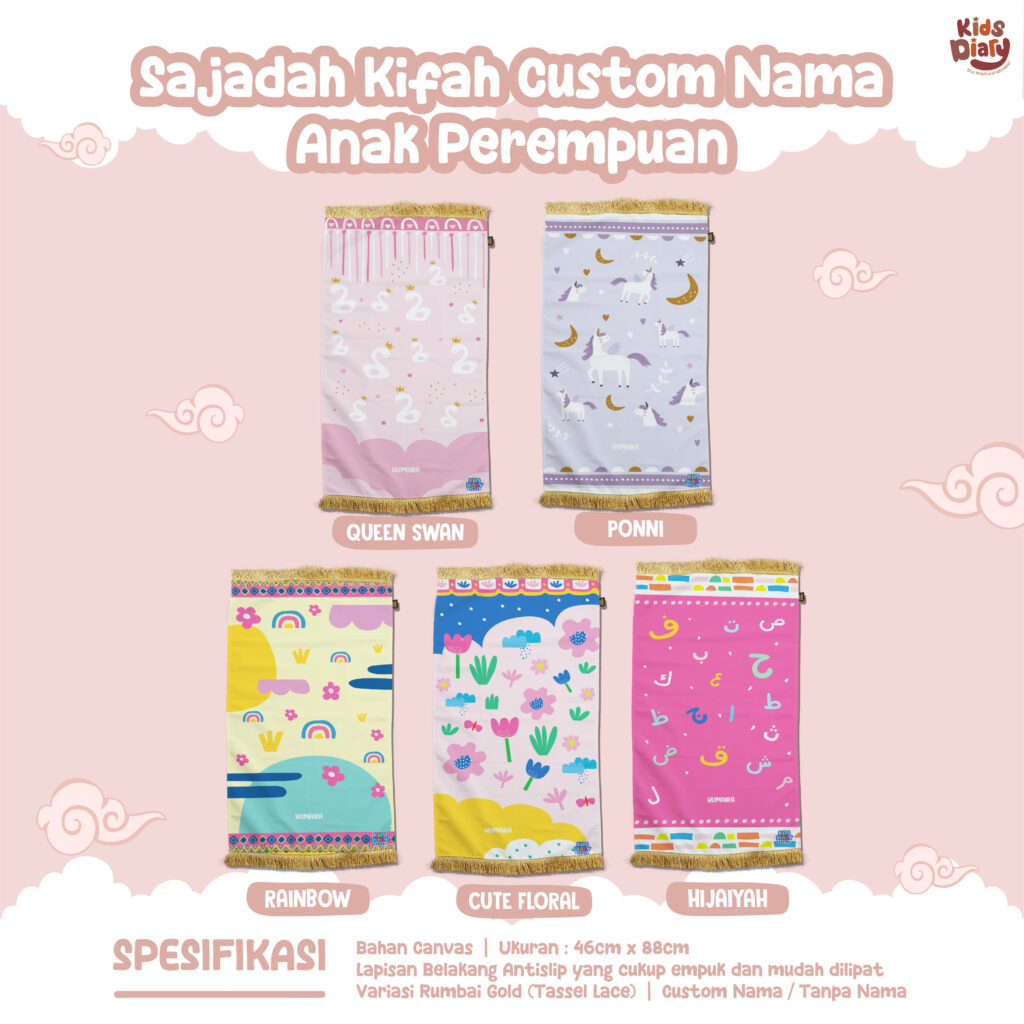 Kids Diary Plus - Sajadah Anak Custom Nama Kifah  Kanvas