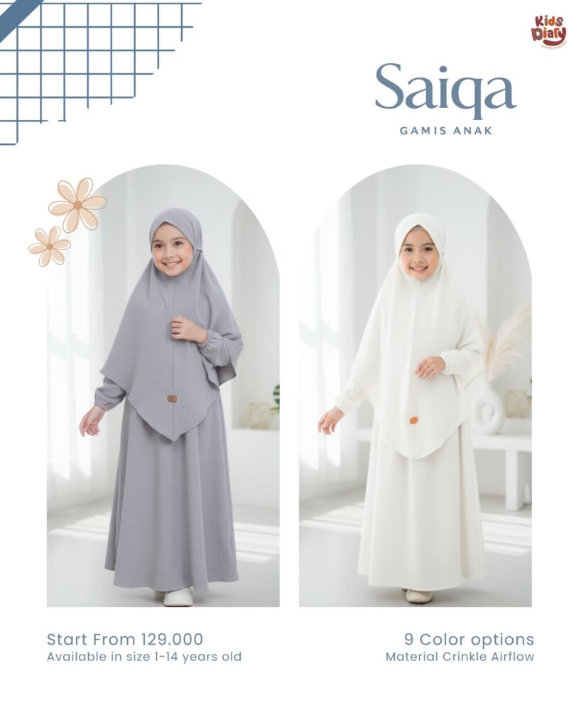 Gamis Saiqa Anak Syar'i Set Hijab