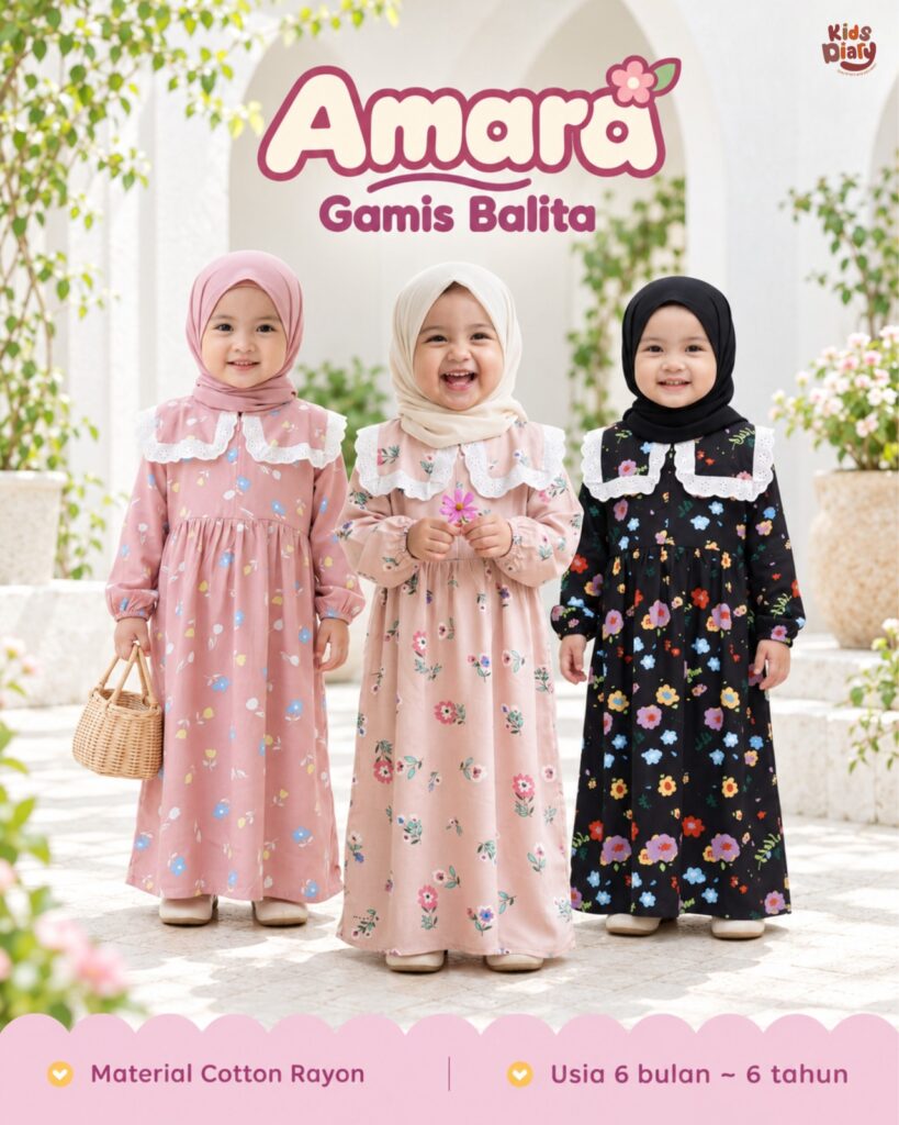 Amara Gamis Anak / Balita Premium (6 Bulan - 6 Tahun) - Bahan Cotton Rayon